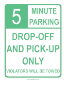 5-Minute Parking sign