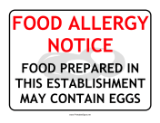 Allergy Notice Egg