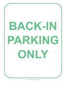 Back-In Parking Only