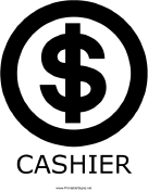 Cashier with caption