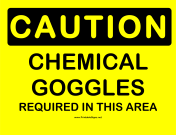 Caution Chemical Goggles Required