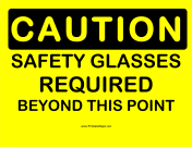 Caution Safety Glasses