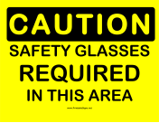 Caution Safety Glasses Required