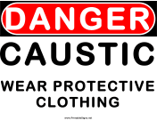Danger Caustic Wear Protective Clothing