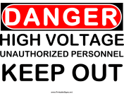 Danger High Voltage Keep Out
