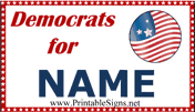 Democrats Support Sign Palm Cards