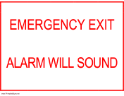 Emergency Exit - Alarm Will Sound