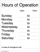Hours Of Operation