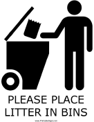 Litter In Bins with caption