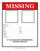Missing Person Flyer Two Pictures