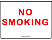 No Smoking Red On White Text