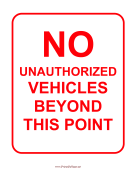 No Unauthorized Vehicles