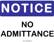 Notice No Admittance