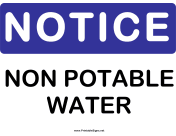 Notice Non Potable Water