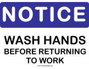 Notice Wash Hands