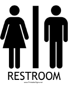 Restroom with caption