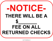 Returned Checks Blank