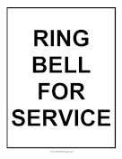 Ring Bell For Service sign
