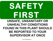 Safety Unsanitary