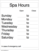 Daily Spa Hours