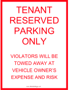 Tenant Parking Tow Warning Red