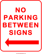 No Parking Between Signs Left