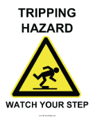 Tripping Hazard sign